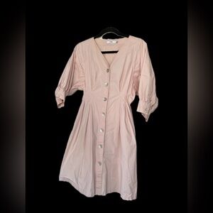 Light Pink Midi Button-Front Dress
